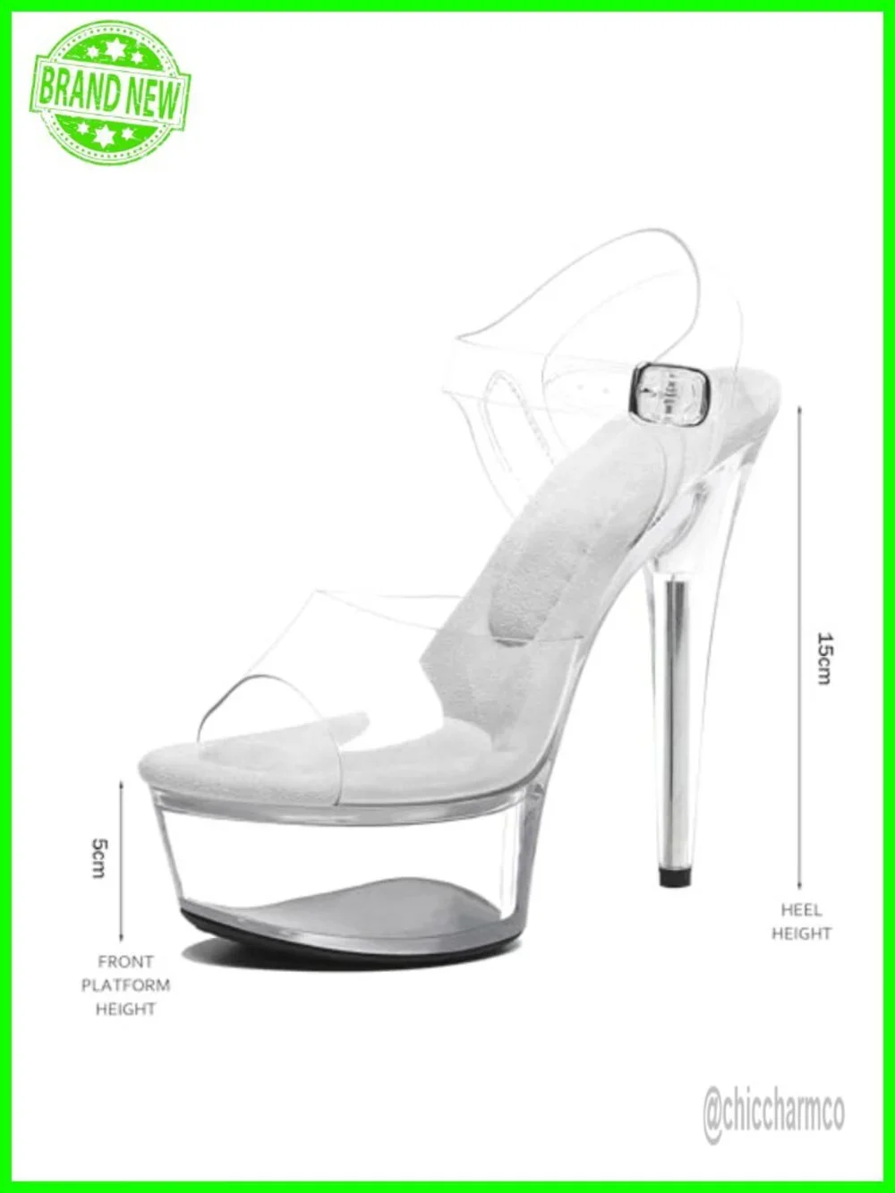 6in Clear Platform High Heels Ankle-Strap Stiletto Pole Dance Sandals